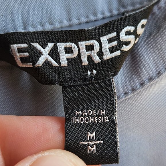 Express Gray/Blue Cap Sleeve Blouse Size Medium - Picture 9 of 16